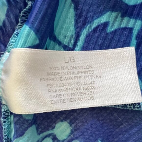 Blue Floral Hawaiian Spaghetti Strap Tank Top - Picture 5 of 5